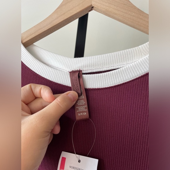 NWT Skims|| RINGER T-SHIRT LONG DRESS Soft Lounge Size Small, in Maroon - Picture 7 of 9